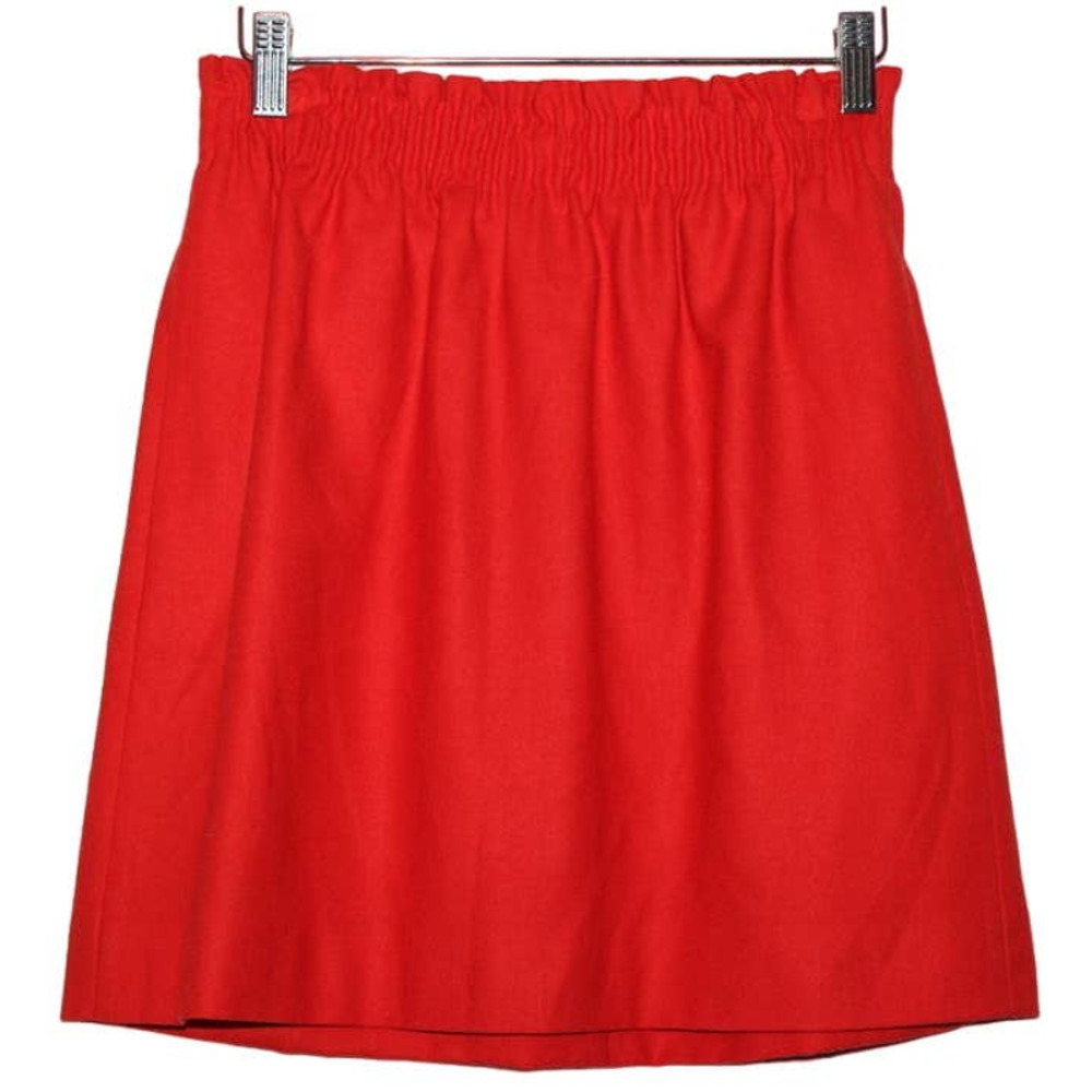 Women's J. Crew Wool City Mini Skirt 90289 Red Wool Elastic Mini Skirt Size 2